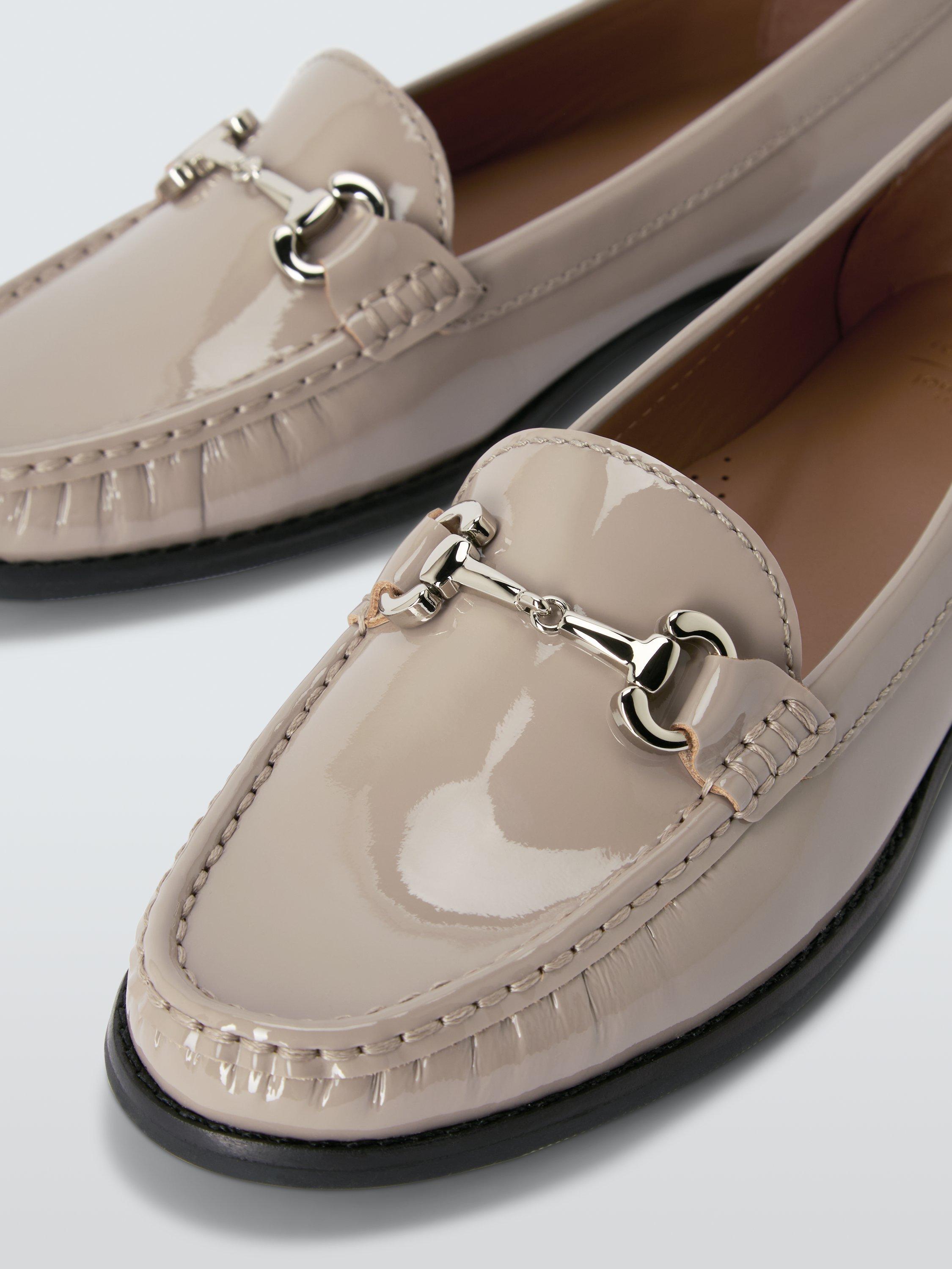 Product image 4 of 6, which shows John Lewis August Patent Leather Moccasins, Taupe, 3