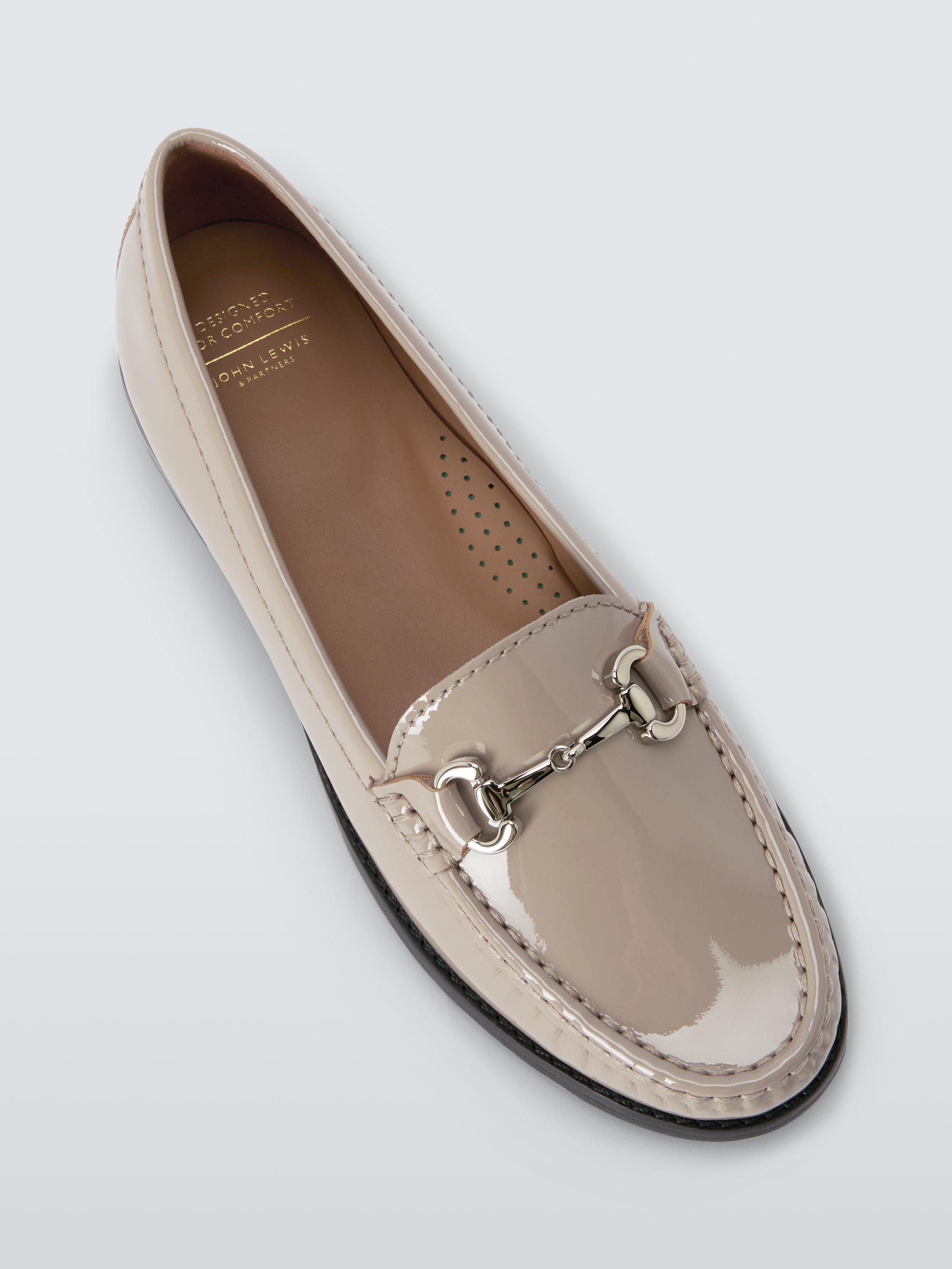 Product image 5 of 6, which shows John Lewis August Patent Leather Moccasins, Taupe, 3