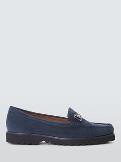 John Lewis Orla Suede Snaffle Trim Flatform Moccasins, Navy, Navy