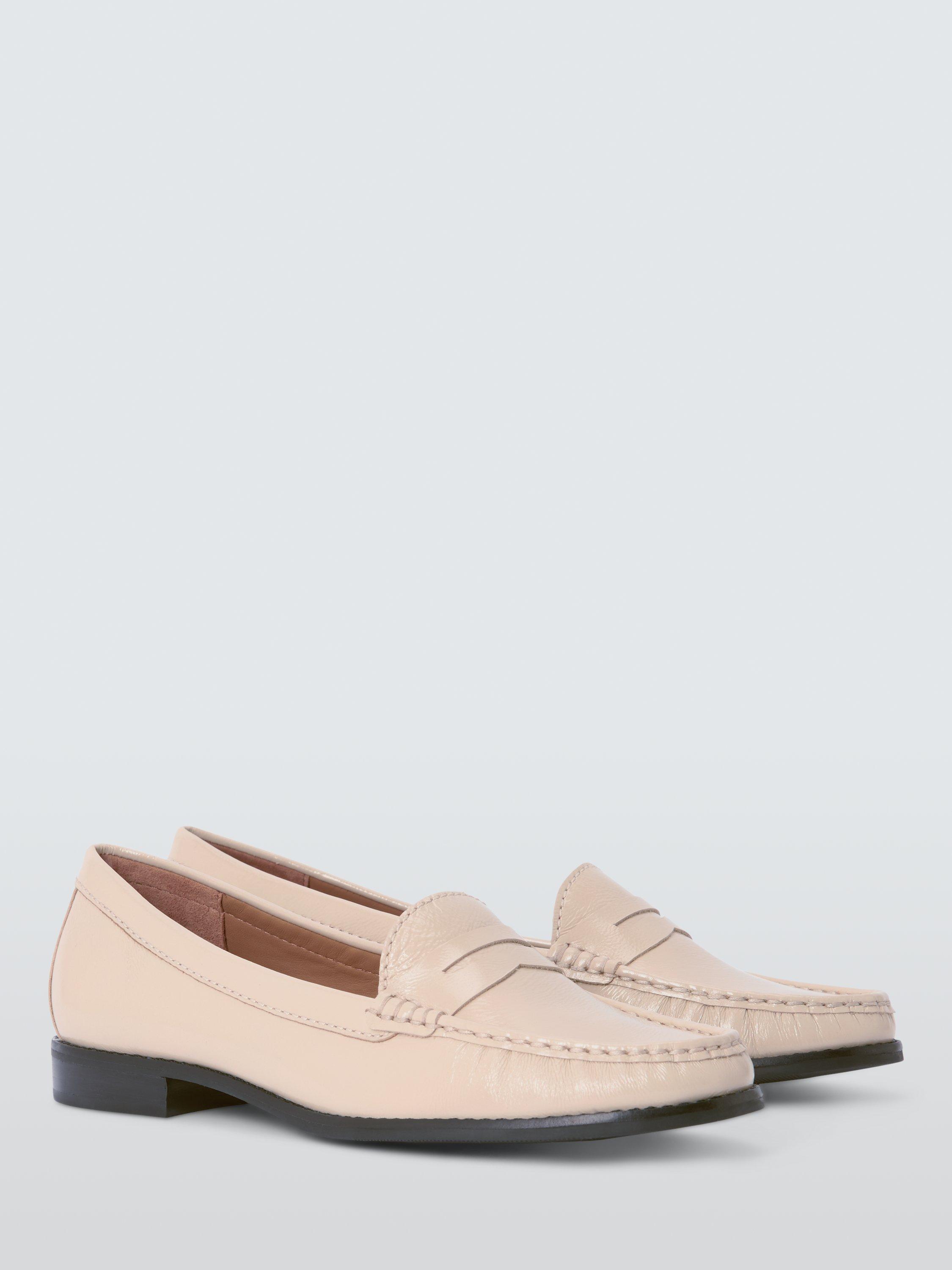 Product image 3 of 6, which shows John Lewis Pennie Patent Leather Loafers, Beige, 3