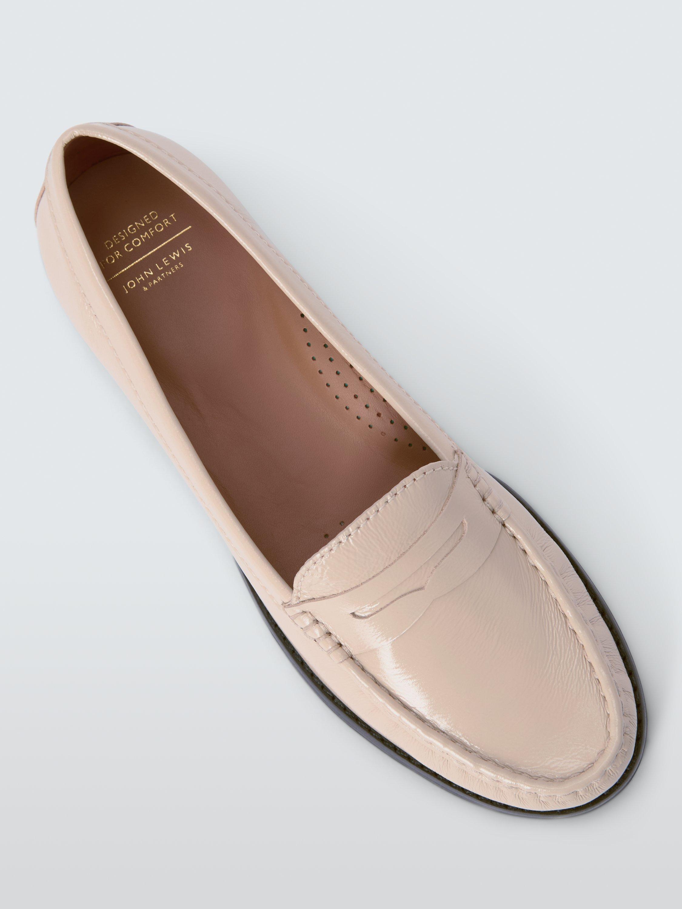 Product image 5 of 6, which shows John Lewis Pennie Patent Leather Loafers, Beige, 3