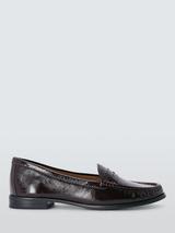John Lewis Pennie Wide Fit Patent Leather Loafers, Burgundy