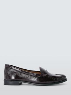 John Lewis Pennie Wide Fit Patent Leather Loafers, Burgundy, Burgundy