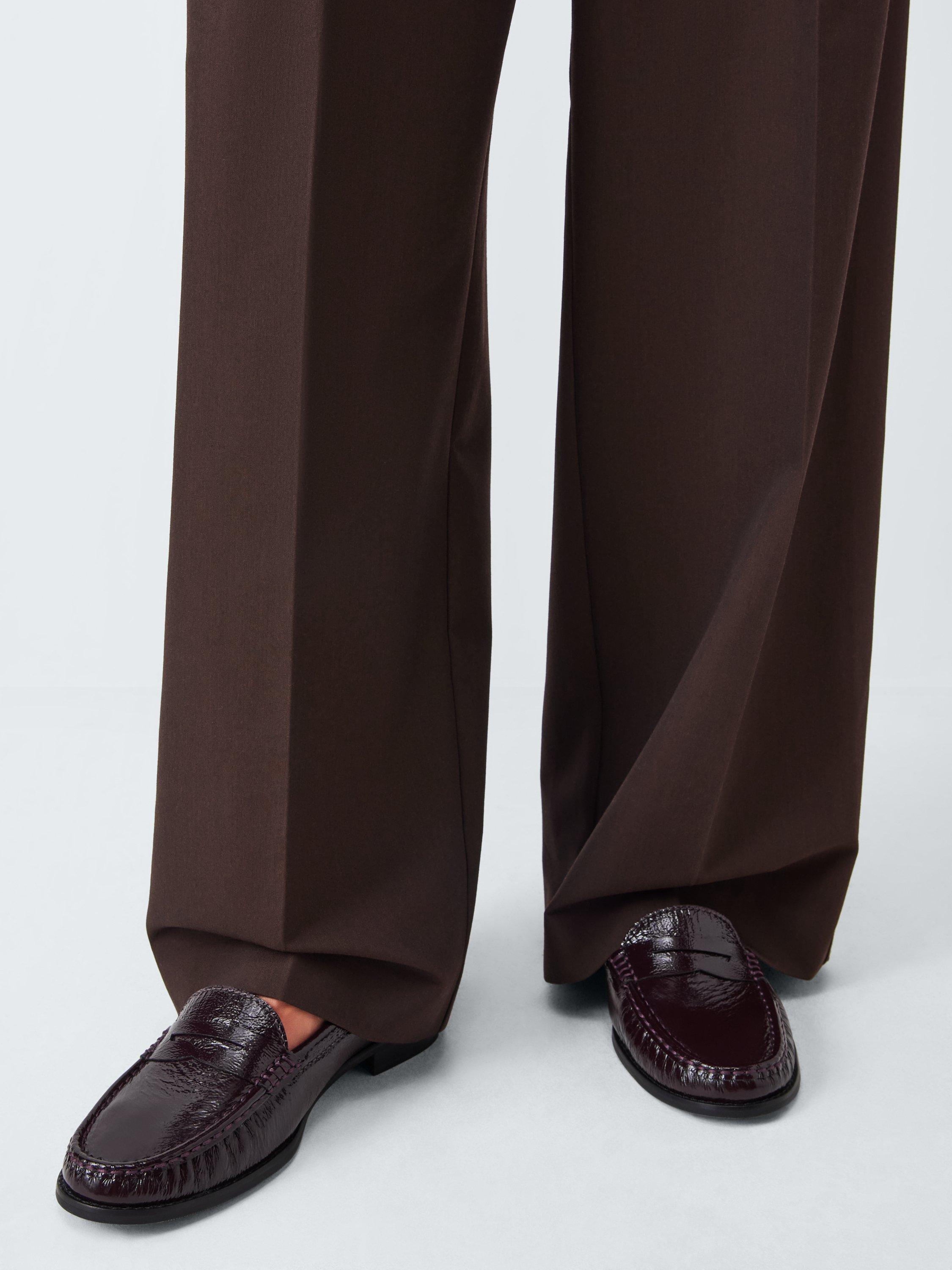Product image 2 of 6, which shows John Lewis Pennie Wide Fit Patent Leather Loafers, Burgundy, 3
