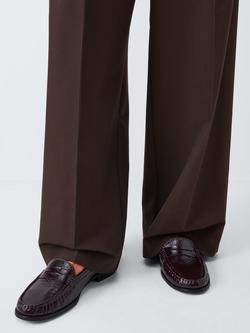 John Lewis Pennie Wide Fit Patent Leather Loafers, Burgundy - view 2, Burgundy