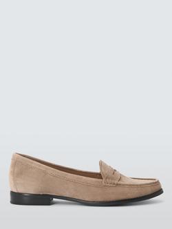 John Lewis Pennie Wide Fit Suede Loafers, Tan, Tan