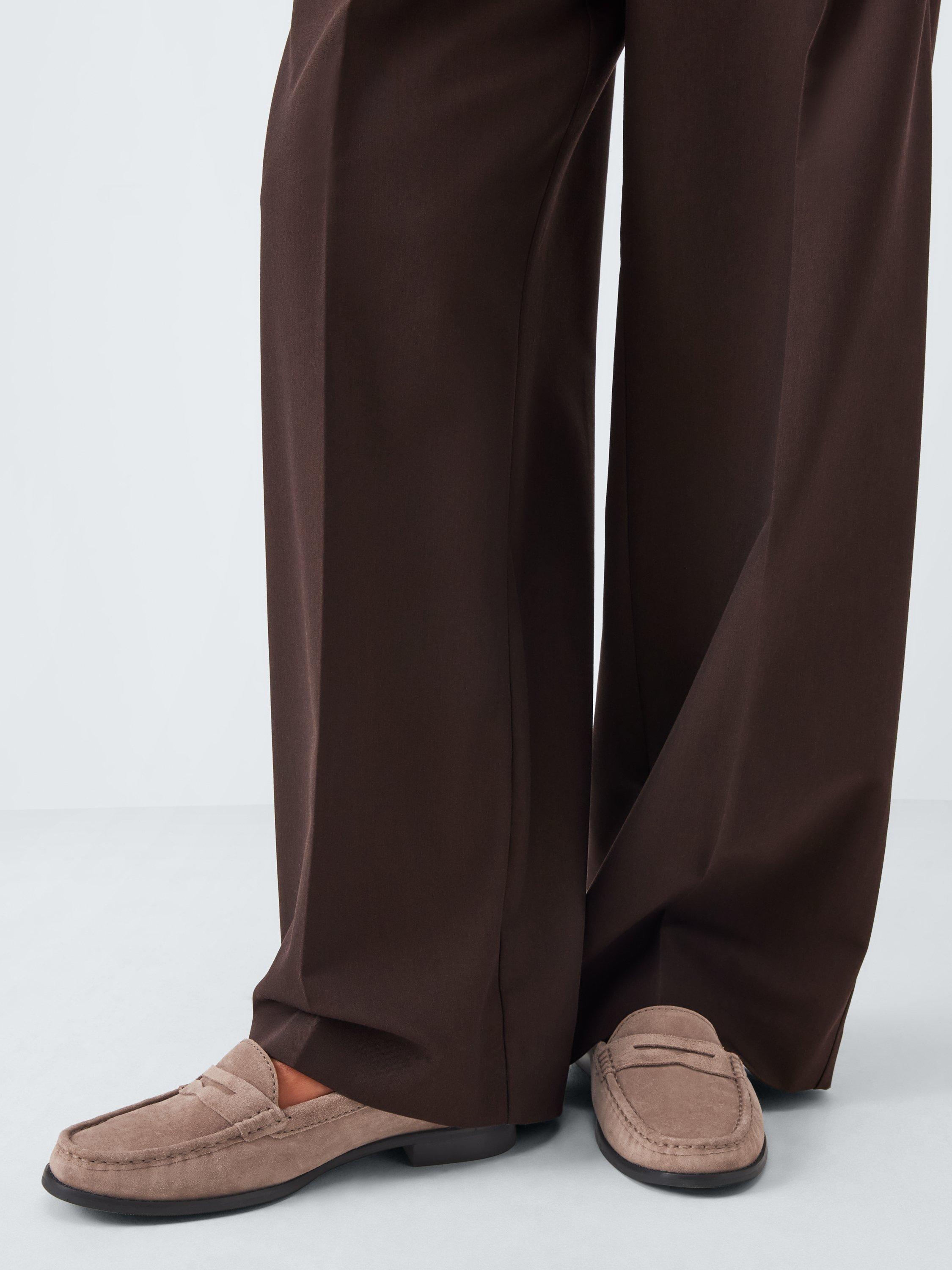 Product image 2 of 6, which shows John Lewis Pennie Wide Fit Suede Loafers, Tan, 3