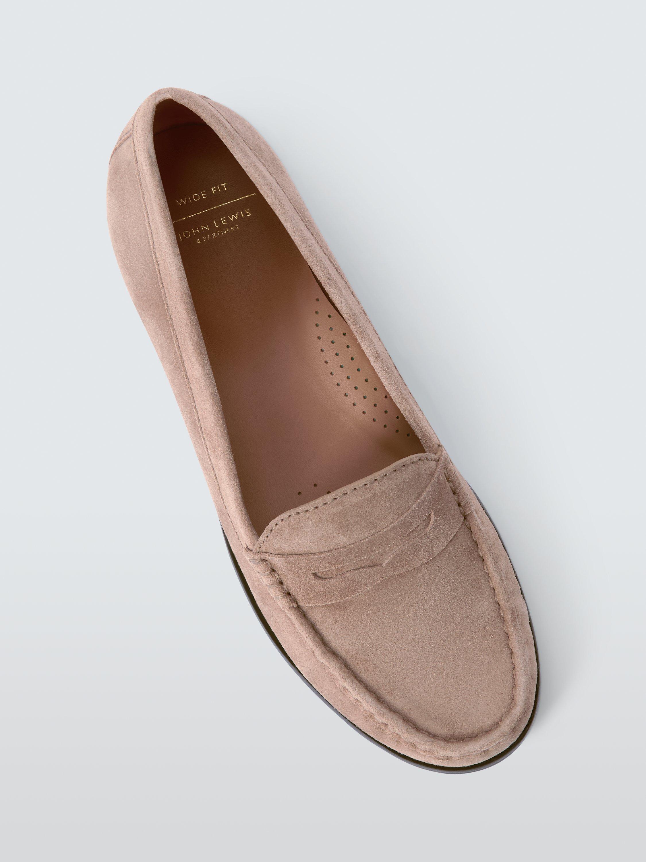 Product image 5 of 6, which shows John Lewis Pennie Wide Fit Suede Loafers, Tan, 3