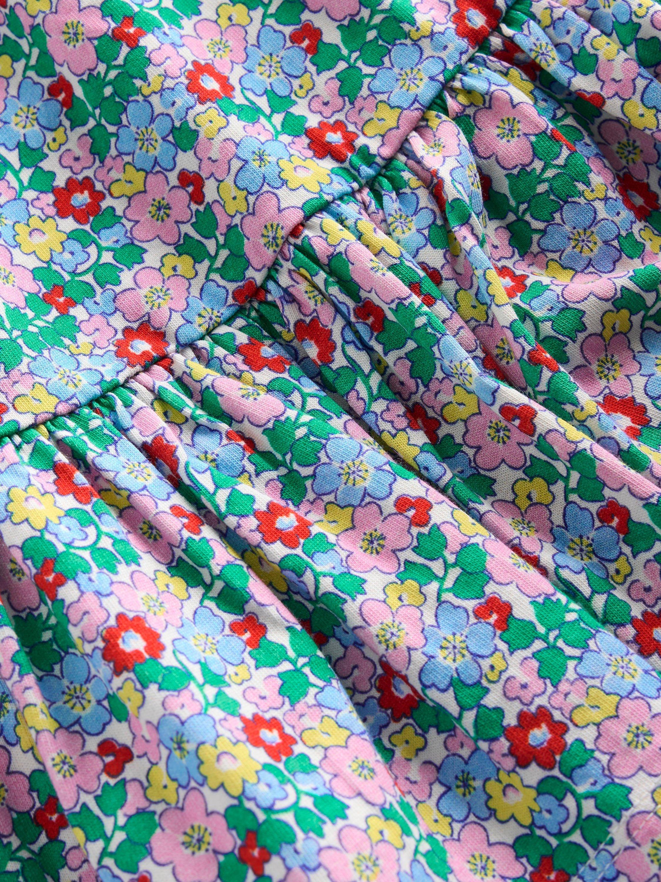 Product image 3 of 3, which shows Mini Boden Kids' Aurora Cotton Floral Shirred Dress, Multi, 3-4 years
