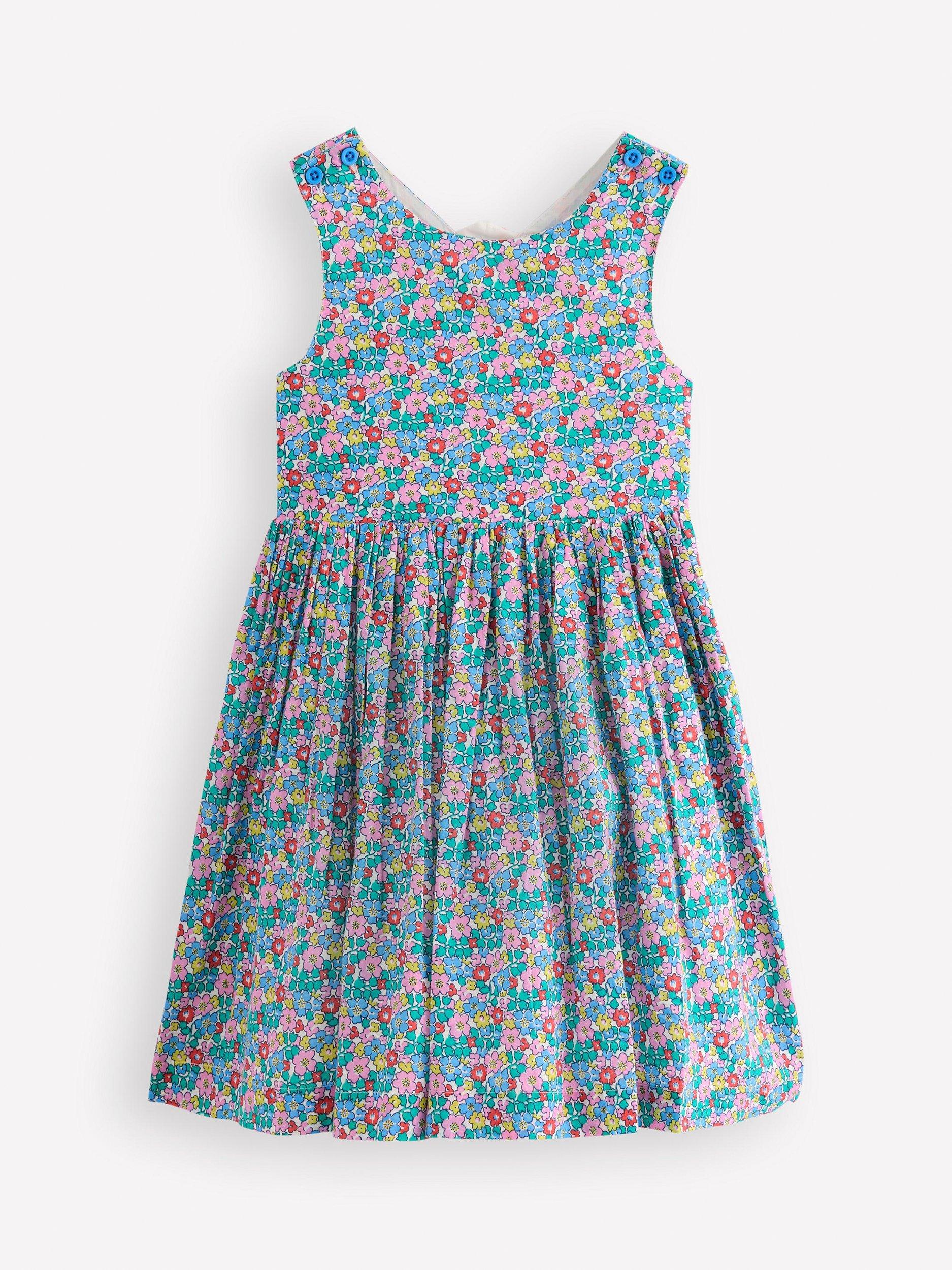 Product image 1 of 3, which shows Mini Boden Kids' Zadie Cotton Applique Dress, Flowerbed Shell, 7-8 years