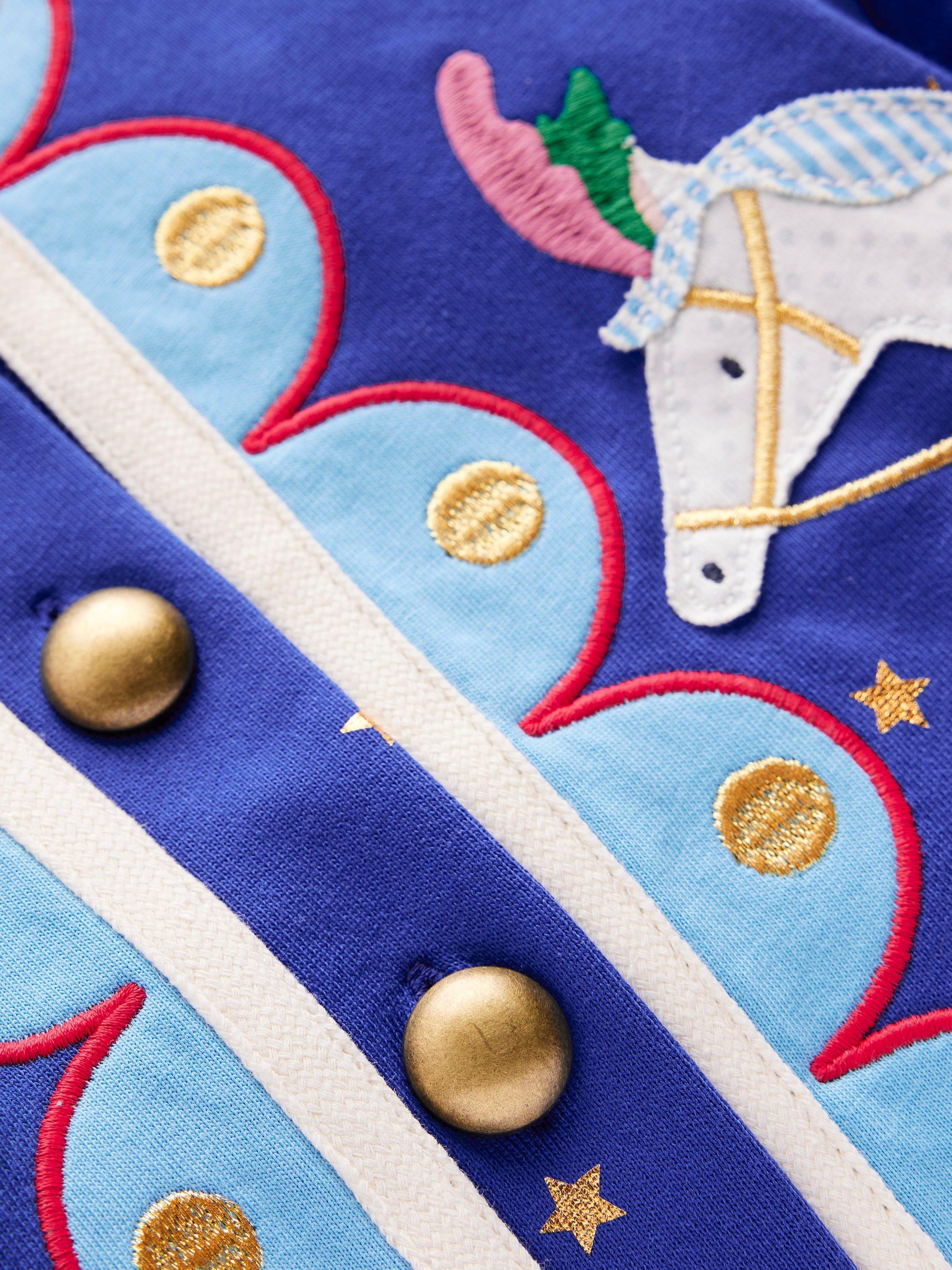 Product image 3 of 3, which shows Mini Boden Kids' Applique Military Jacket, Navy/Multi, 4-5 years