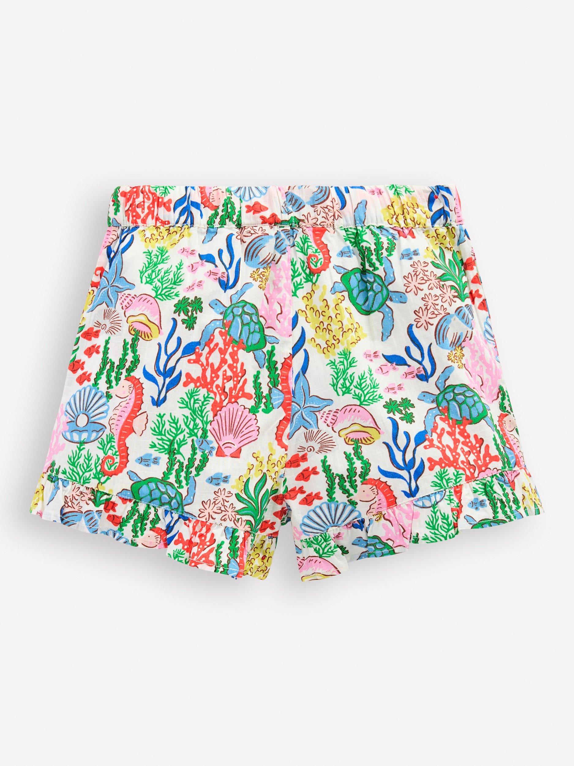 Product image 2 of 3, which shows Mini Boden Kids' Juniper Cotton Shorts, Multi Coral Cove, 6-7 years