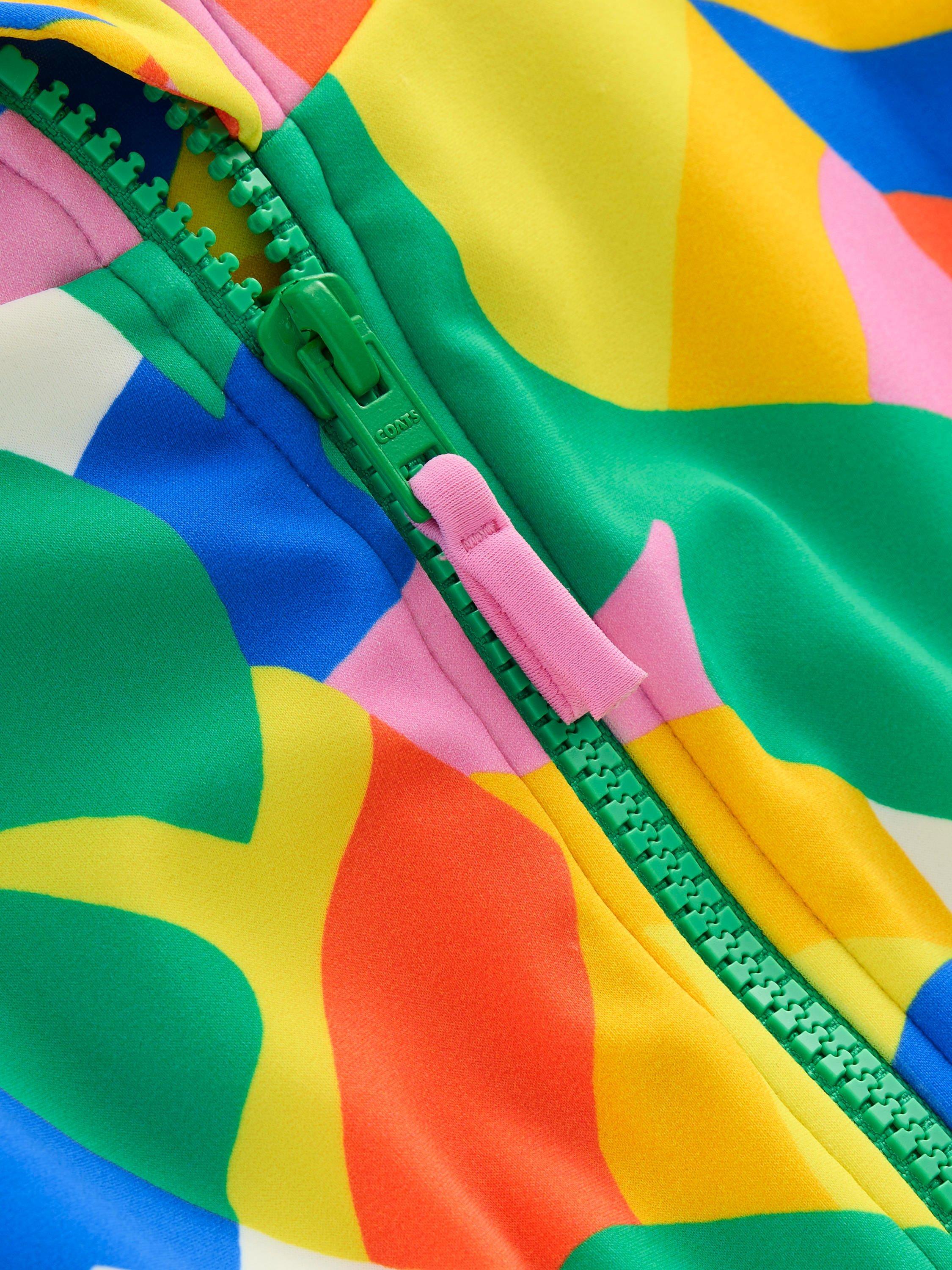 Product image 3 of 3, which shows Mini Boden Kids' Long-Sleeve Swimsuit, Multi Abstract Palm, 4-5 years