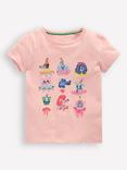 Mini Boden Kids' Cotton Superstitch Puff Sleeve T-Shirt, Pink Circus Pets