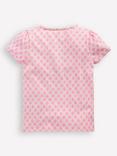 Mini Boden Kids' Cotton Superstitch Puff Sleeve T-Shirt, Pink Seahorse