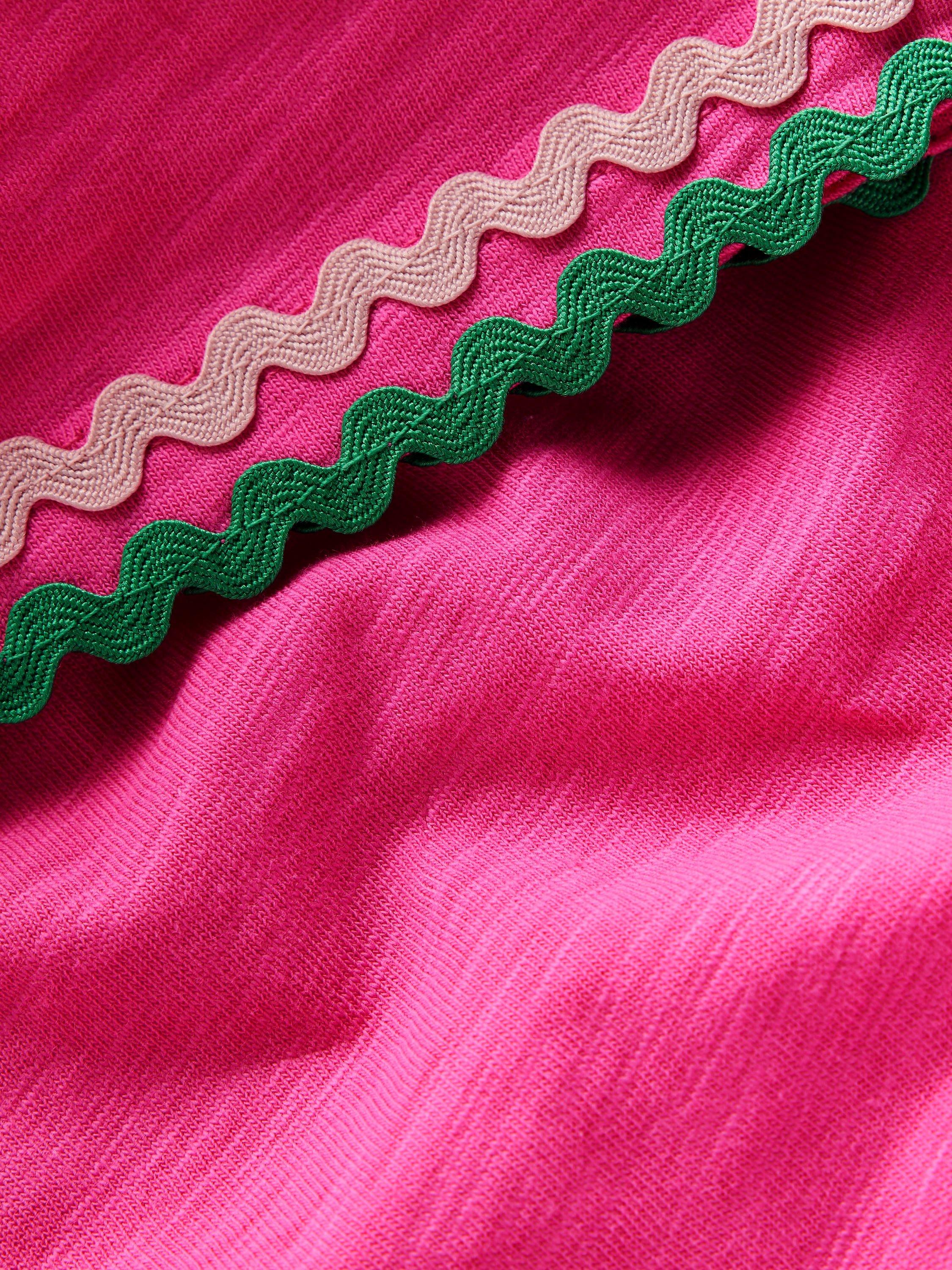 Product image 3 of 3, which shows Mini Boden Kids' Trim Detail Pretty Top, Sorbet Pink, 2-3 years