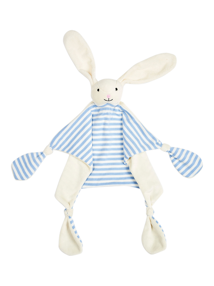 JoJo Maman Bébé Baby Stripe Rabbit Comforter, Blue/Multi, Blue/Multi
