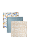 JoJo Maman Bébé Safari Muslin Cloths, Pack of 3, Multi