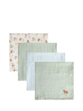 JoJo Maman Bébé Farm Muslin Cloths, Pack of 5, Green/Multi