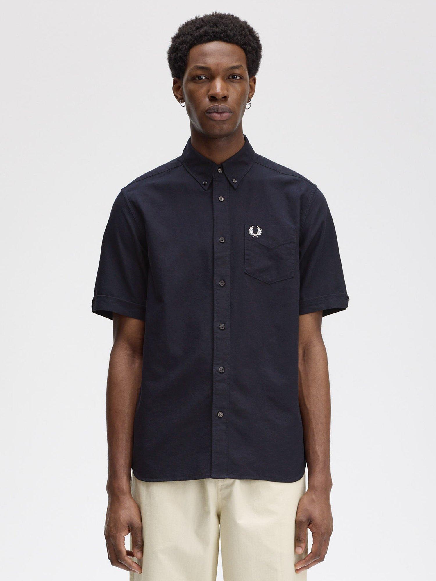 Product image 1 of 5, which shows Fred Perry Cotton Regular Fit Oxford Shirt, Navy, S