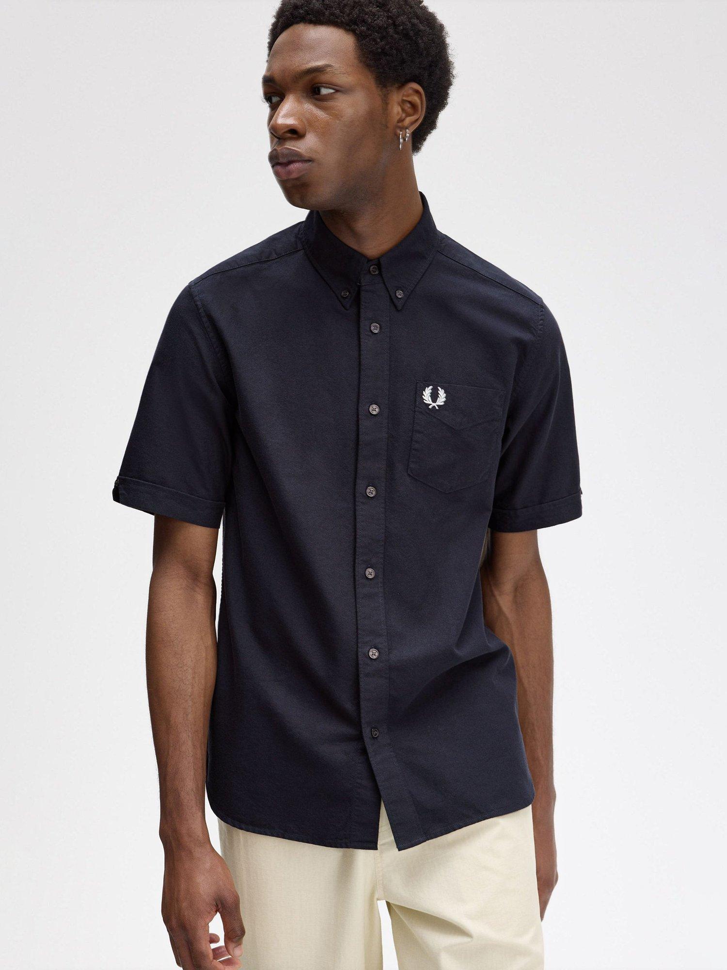 Product image 3 of 5, which shows Fred Perry Cotton Regular Fit Oxford Shirt, Navy, S