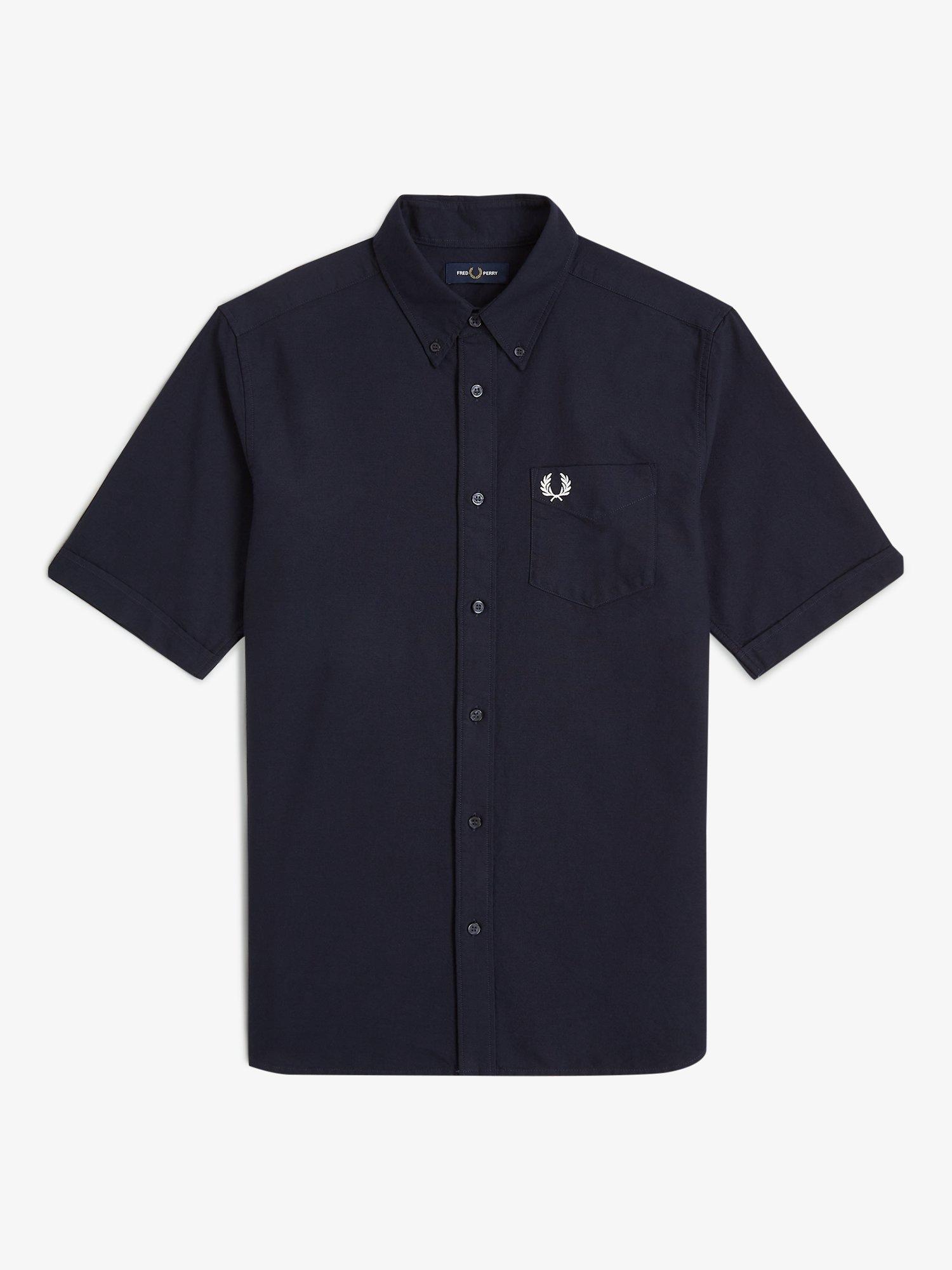Product image 4 of 5, which shows Fred Perry Cotton Regular Fit Oxford Shirt, Navy, S