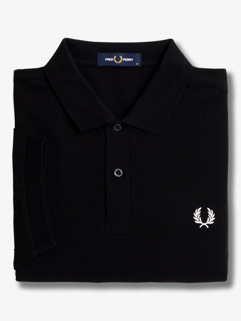 Product image 3 of 5, which shows Fred Perry Laurel Wreath Short Sleeve Cotton Polo Shirt, Black, S