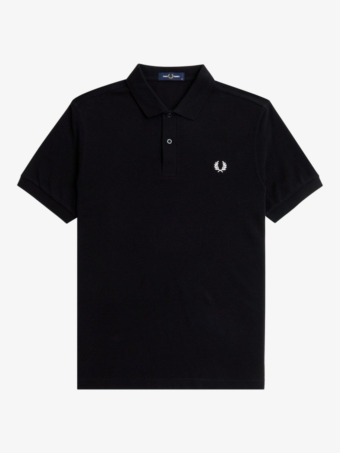 Product image 4 of 5, which shows Fred Perry Laurel Wreath Short Sleeve Cotton Polo Shirt, Black, S