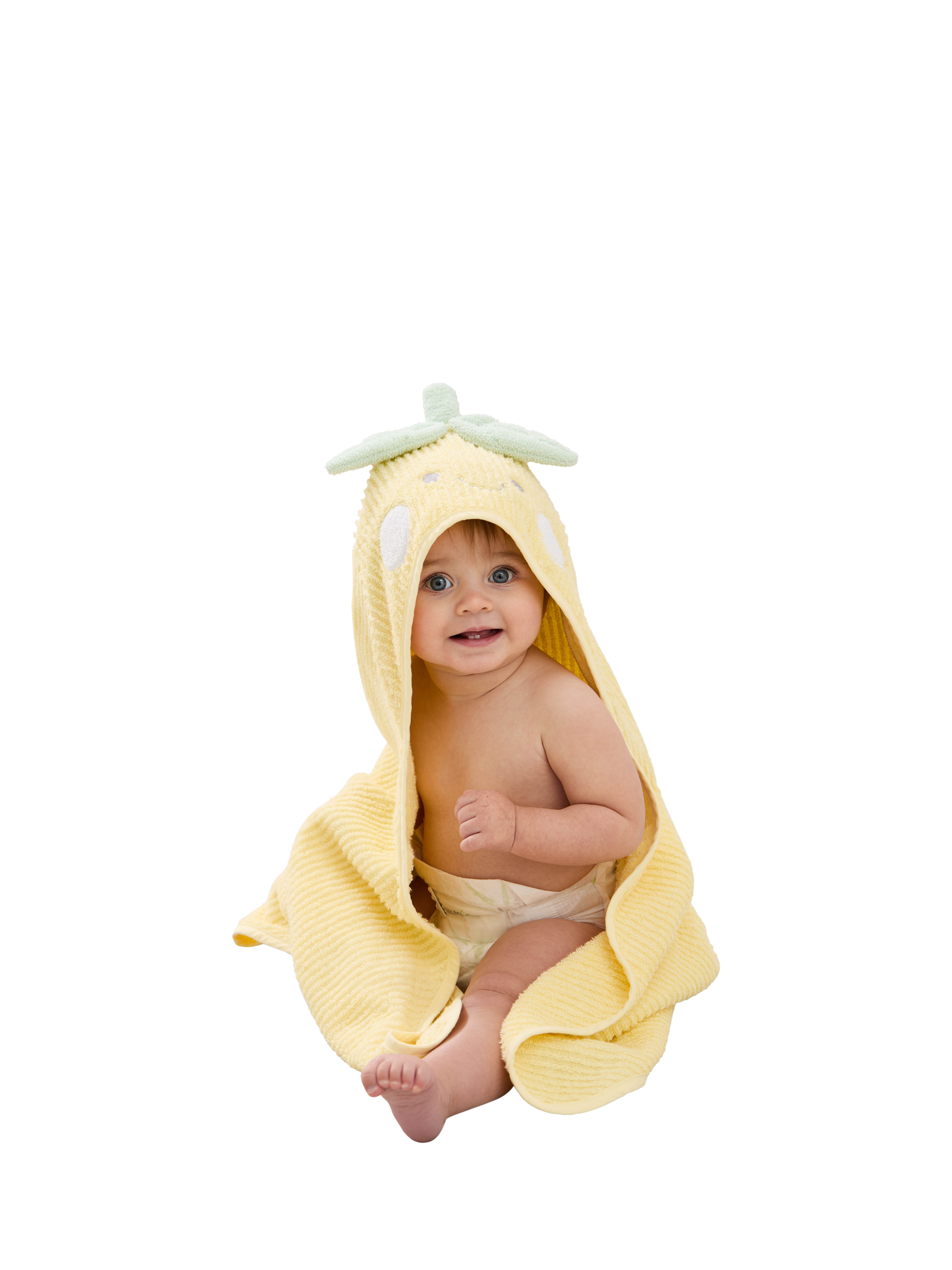 Product image 1 of 6, which shows JoJo Maman Bébé Cotton Hooded Towel, Lemon Yellow, One Size