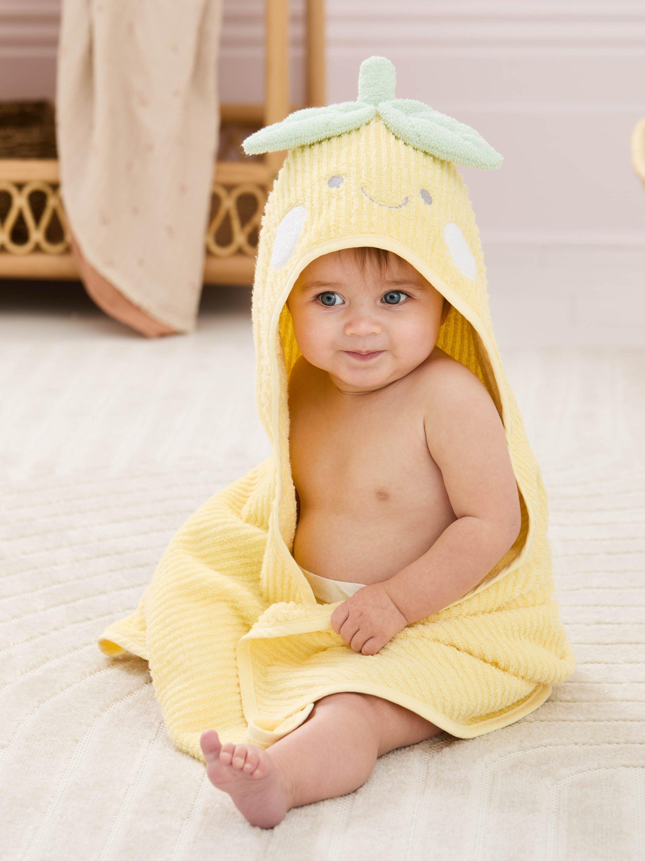 Product image 3 of 6, which shows JoJo Maman Bébé Cotton Hooded Towel, Lemon Yellow, One Size