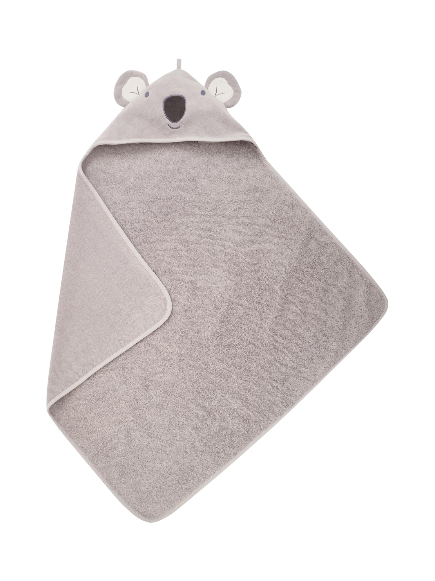 Product image 1 of 5, which shows JoJo Maman Bébé Baby Koala Hooded Towel, Grey Marl Grey