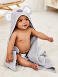 JoJo Maman Bébé Baby Koala Hooded Towel, Grey Marl Grey