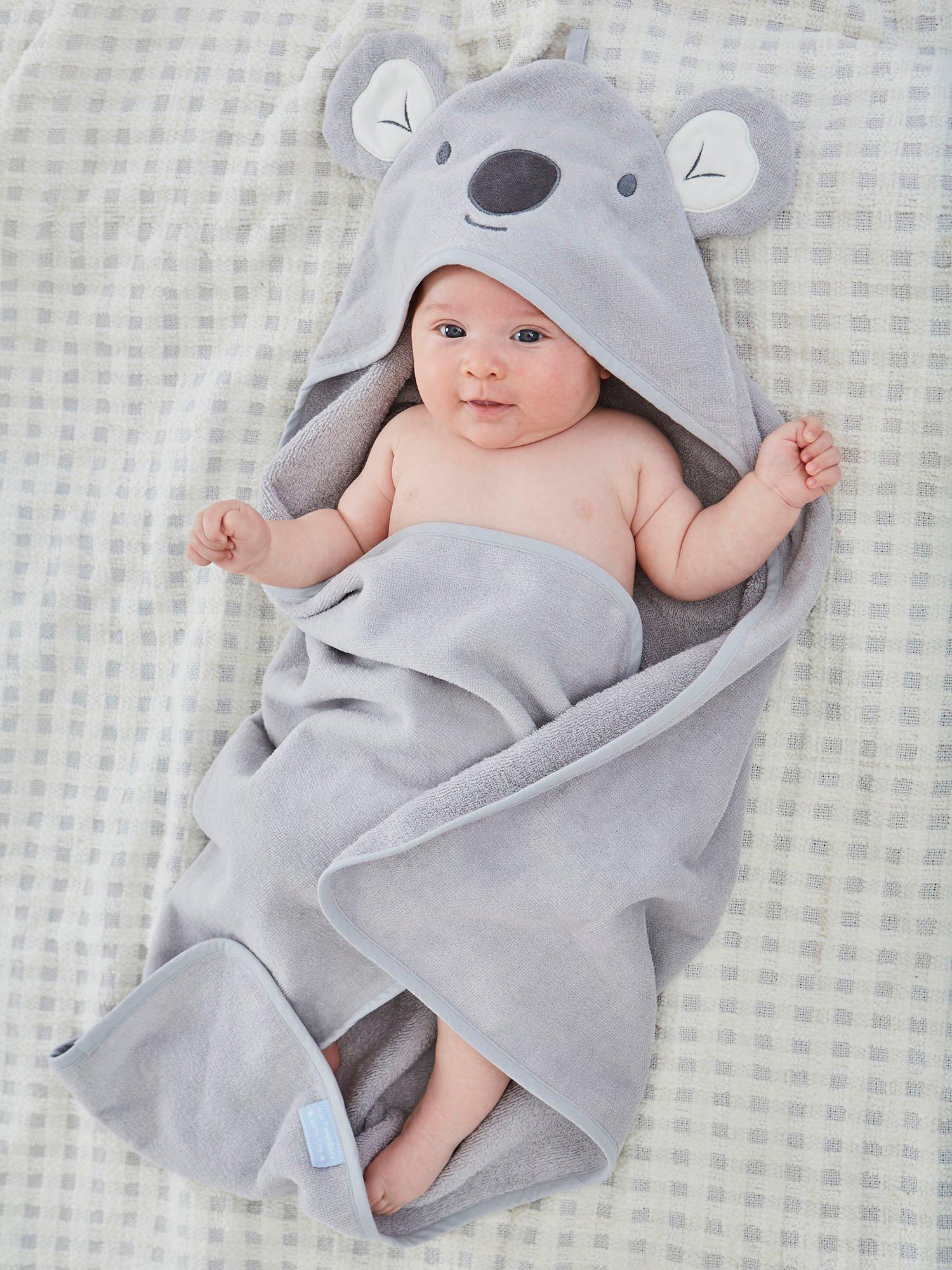 Product image 5 of 5, which shows JoJo Maman Bébé Baby Koala Hooded Towel, Grey Marl Grey