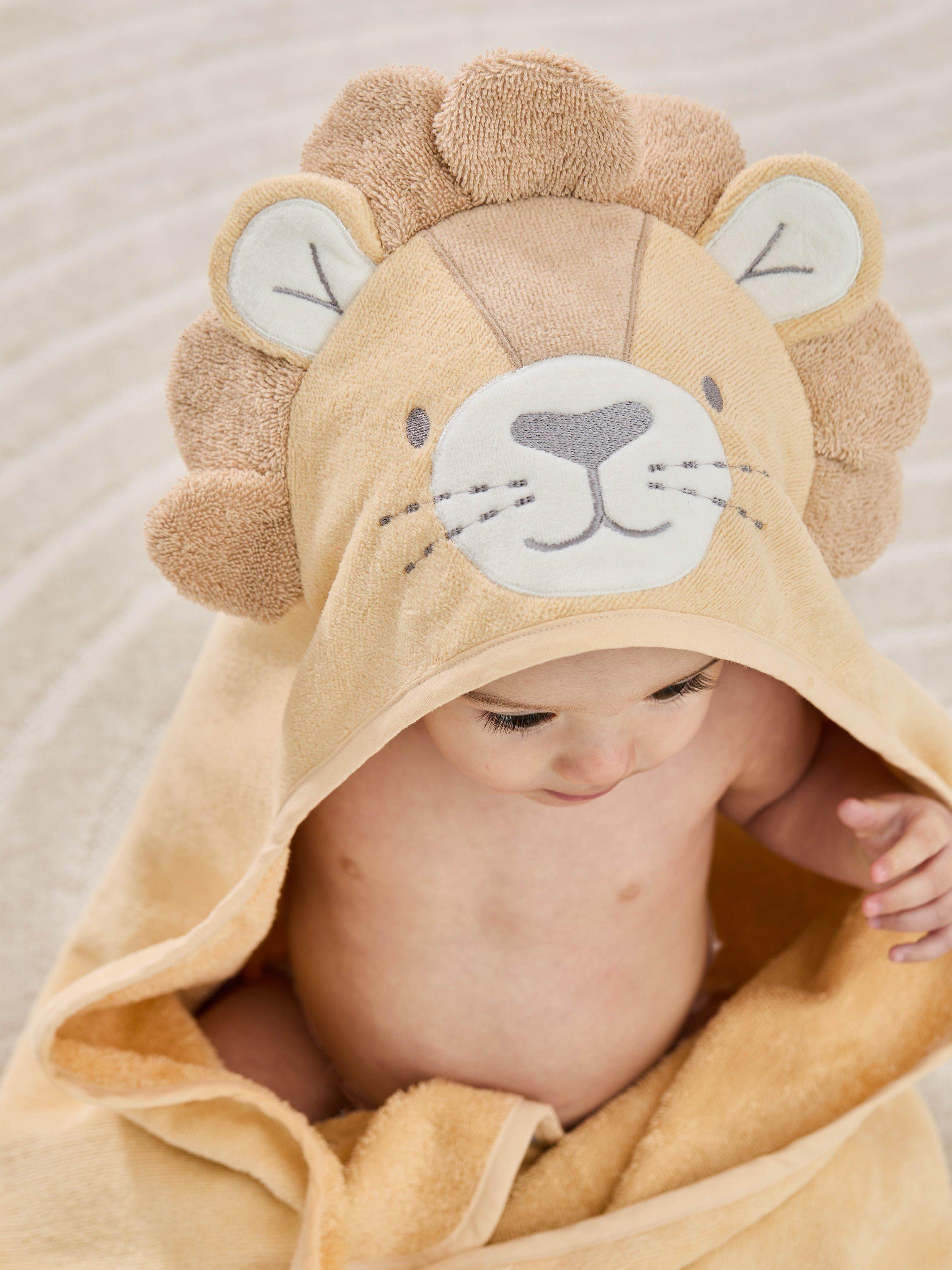 Product image 2 of 4, which shows JoJo Maman Bébé Baby Lion Hooded Towel, Brown Light