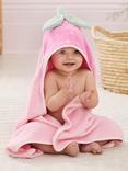 JoJo Maman Bébé Baby Strawberry Hooded Towel, Pink Mid