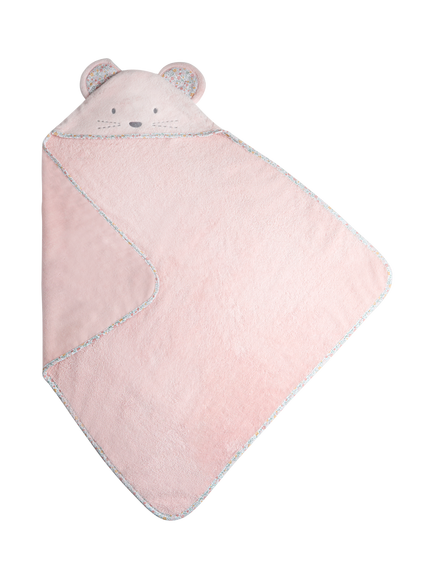 JoJo Maman Bébé Baby Mouse Floral Hooded Towel, Pink Light, 
