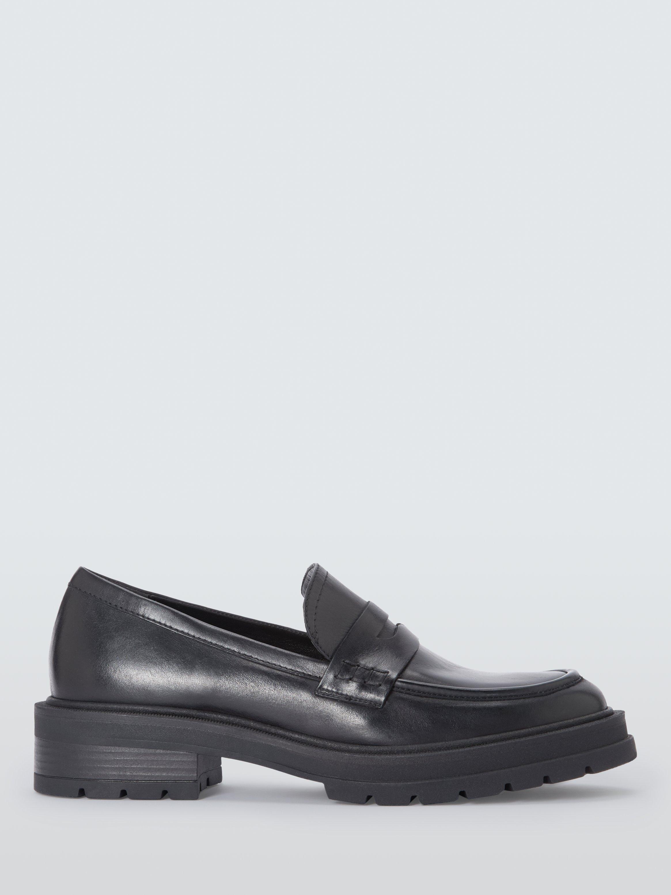 Product image 1 of 6, which shows John Lewis Giovanni Leather Chunky Penny Loafers, Black, 3