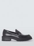 John Lewis Giovanni Leather Chunky Penny Loafers, Black