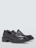 John Lewis Giovanni Leather Chunky Penny Loafers, Black