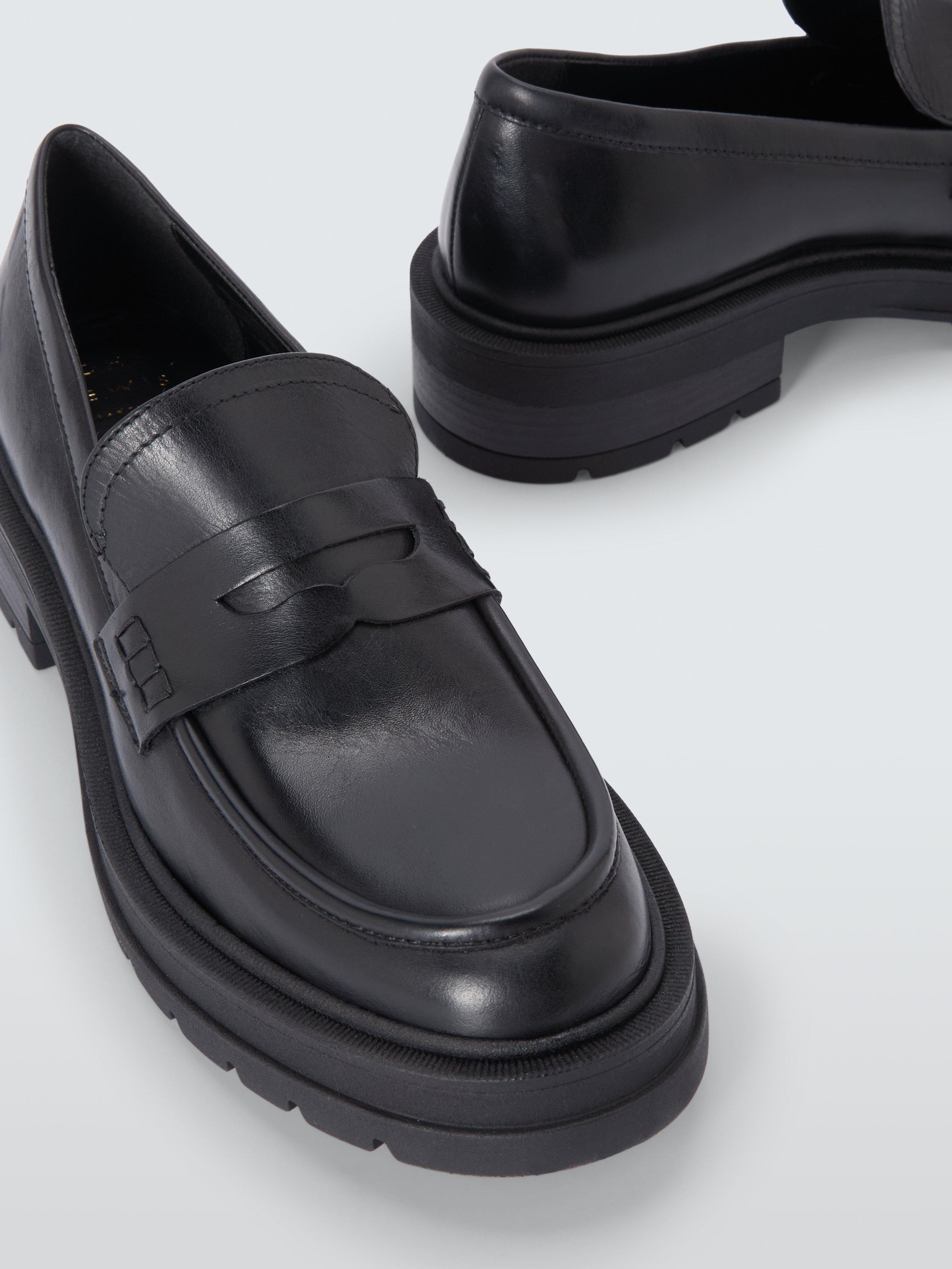 Product image 4 of 6, which shows John Lewis Giovanni Leather Chunky Penny Loafers, Black, 3