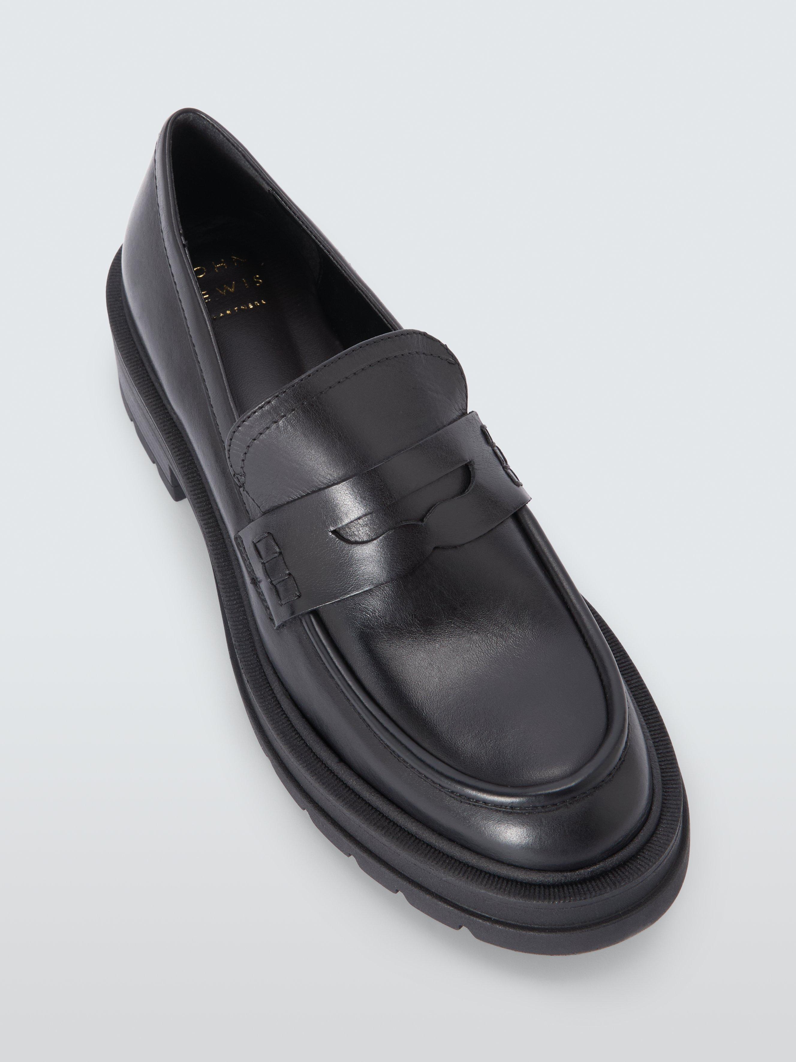 Product image 5 of 6, which shows John Lewis Giovanni Leather Chunky Penny Loafers, Black, 3