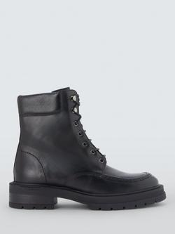John Lewis Pioneer Leather Lumberjack Lace Up Ankle Boots, Black