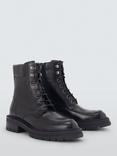 John Lewis Pioneer Leather Lace Up Lumberjack Ankle Boots, Black