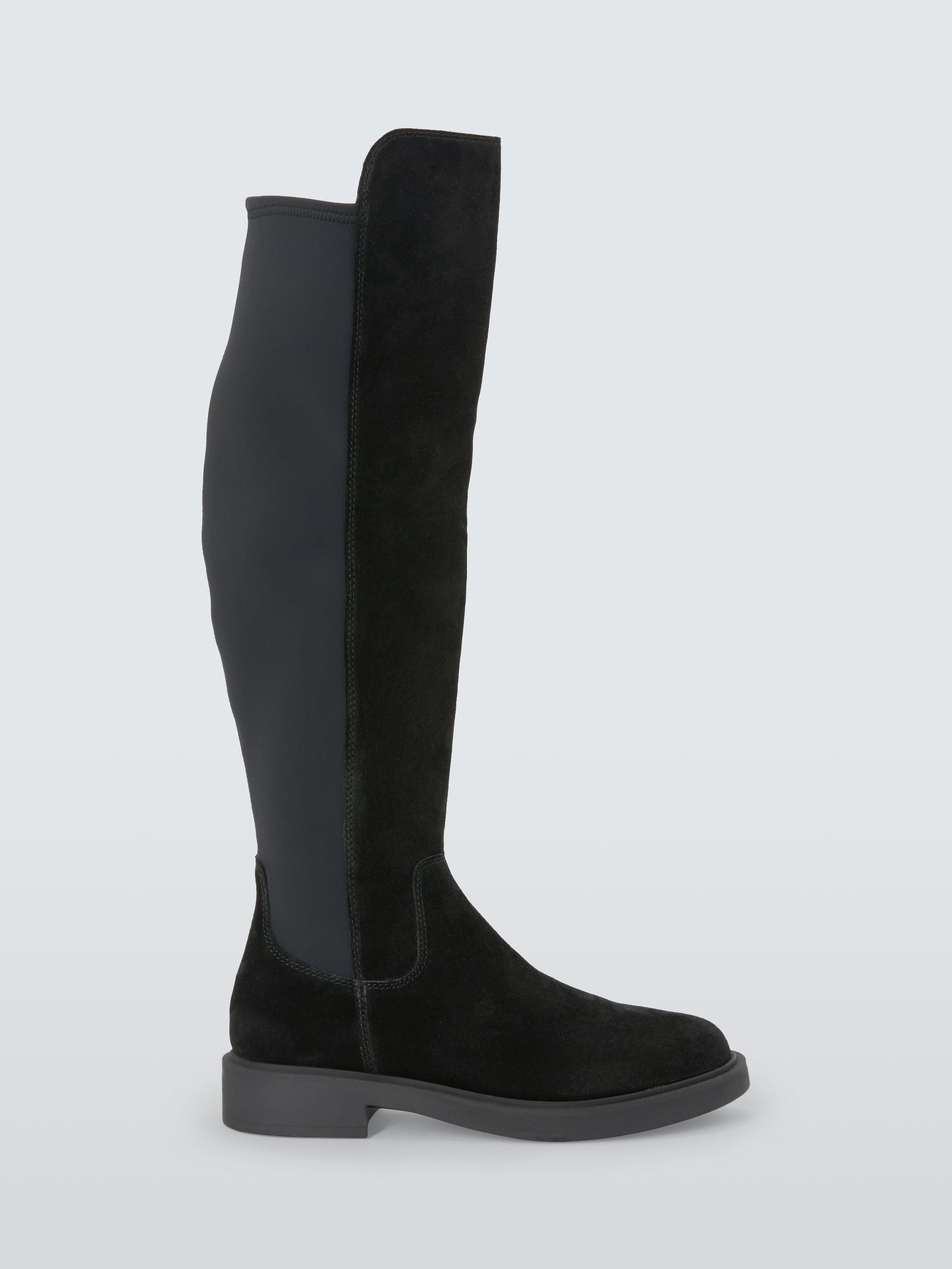 Product image 1 of 6, which shows John Lewis Taia Suede Stretch Over The Knee Boots, Black, 3