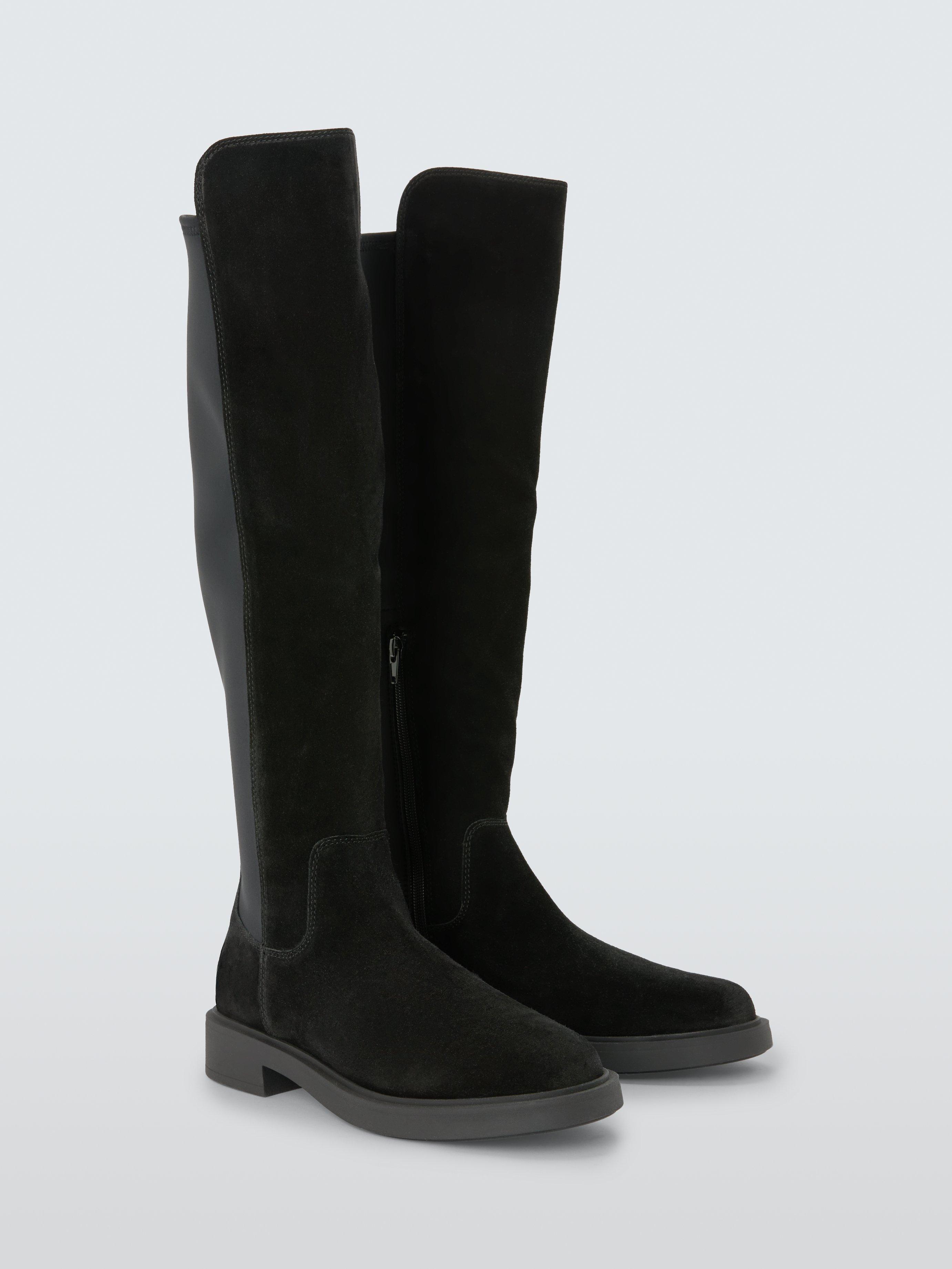 Product image 3 of 6, which shows John Lewis Taia Suede Stretch Over The Knee Boots, Black, 3