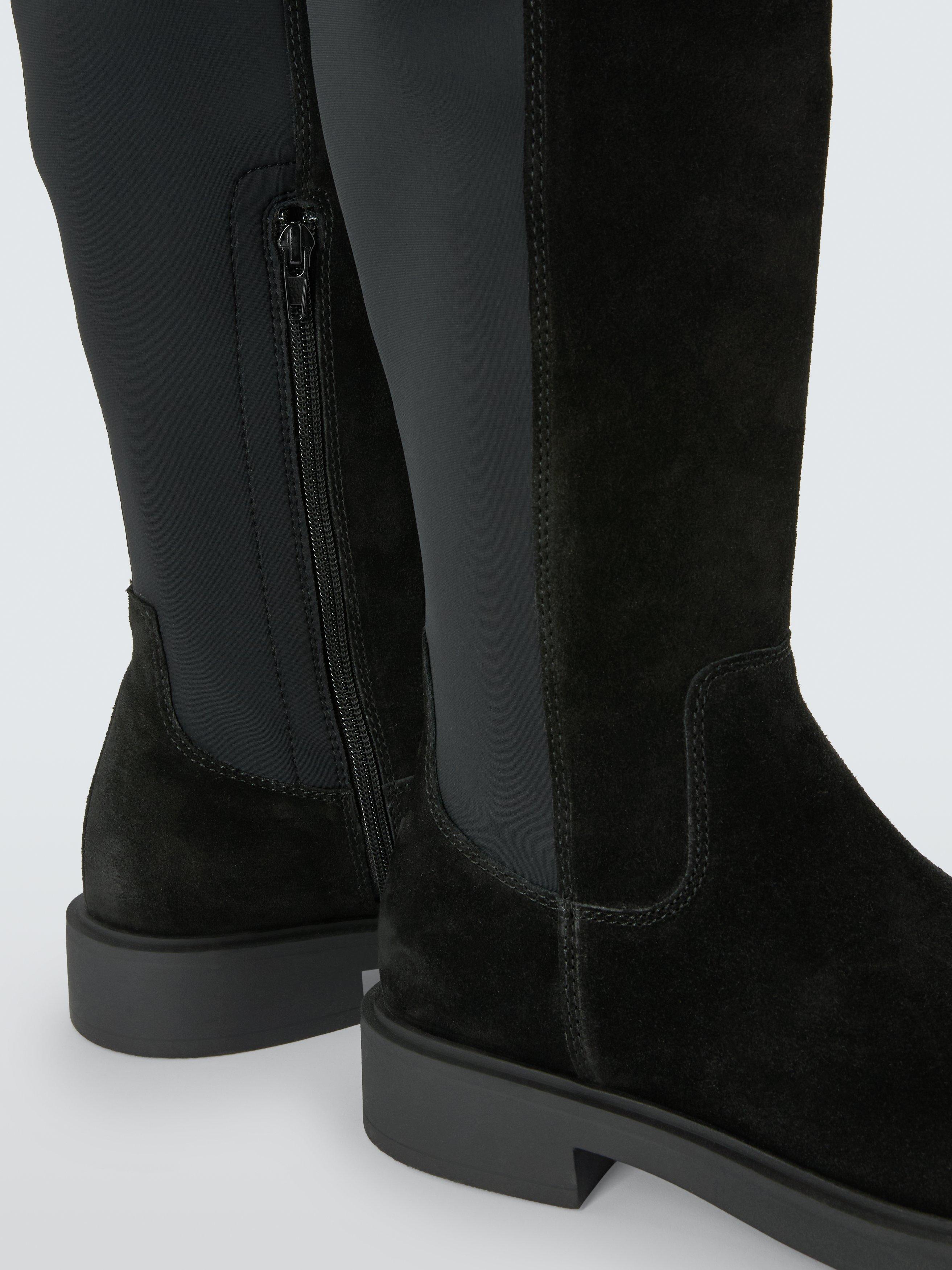 Product image 4 of 6, which shows John Lewis Taia Suede Stretch Over The Knee Boots, Black, 3