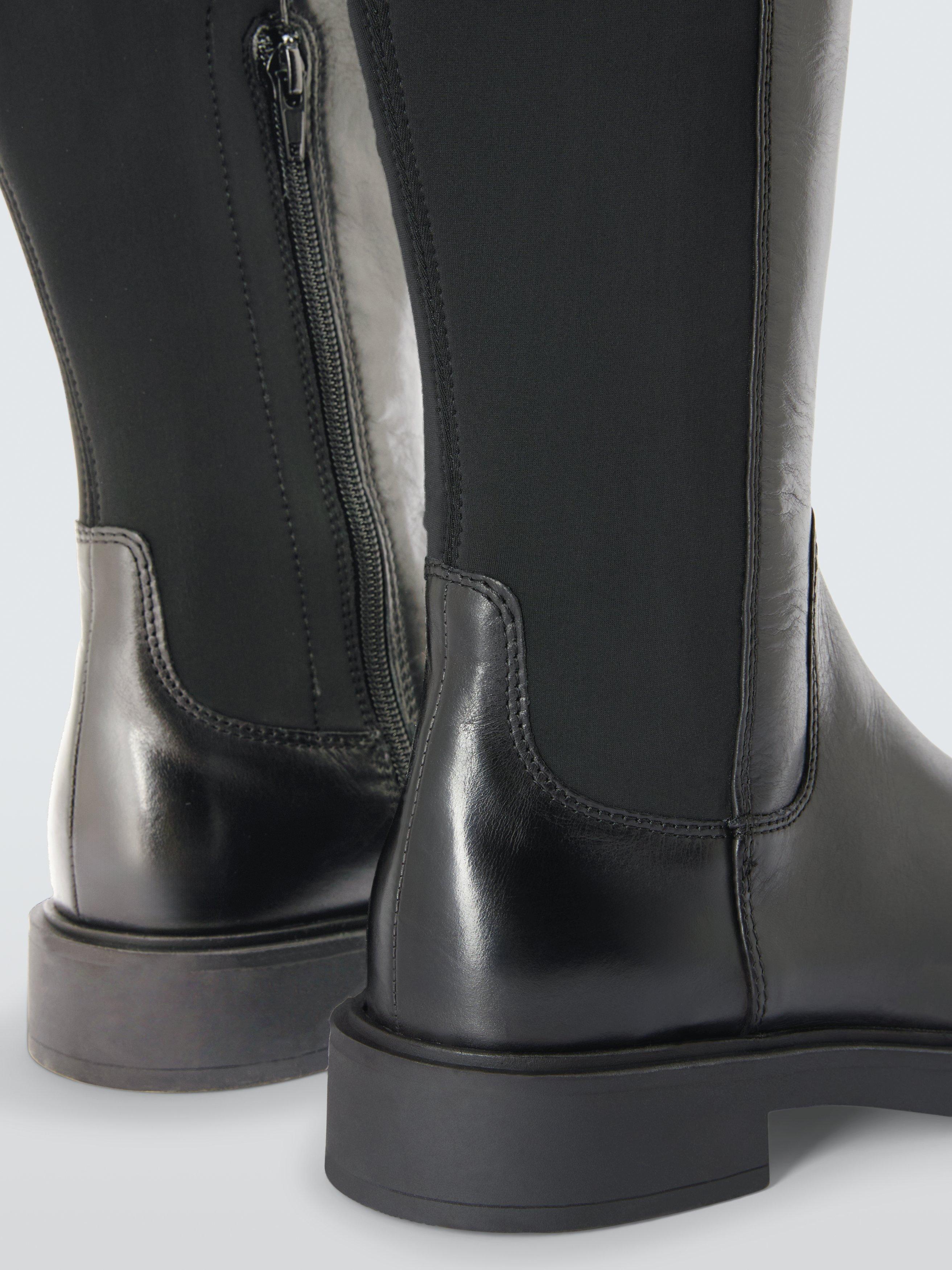 Product image 4 of 6, which shows John Lewis Taia Leather Stretch Over the Knee Flat Boots, Black, 3