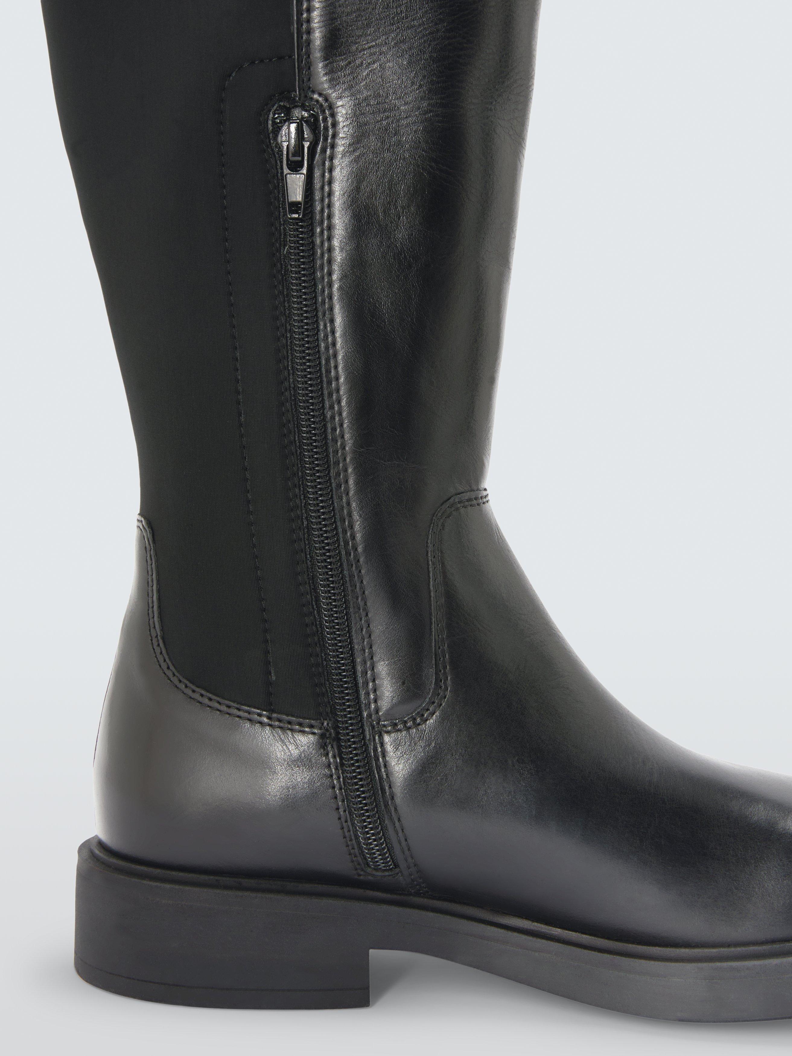Product image 5 of 6, which shows John Lewis Taia Leather Stretch Over the Knee Flat Boots, Black, 3