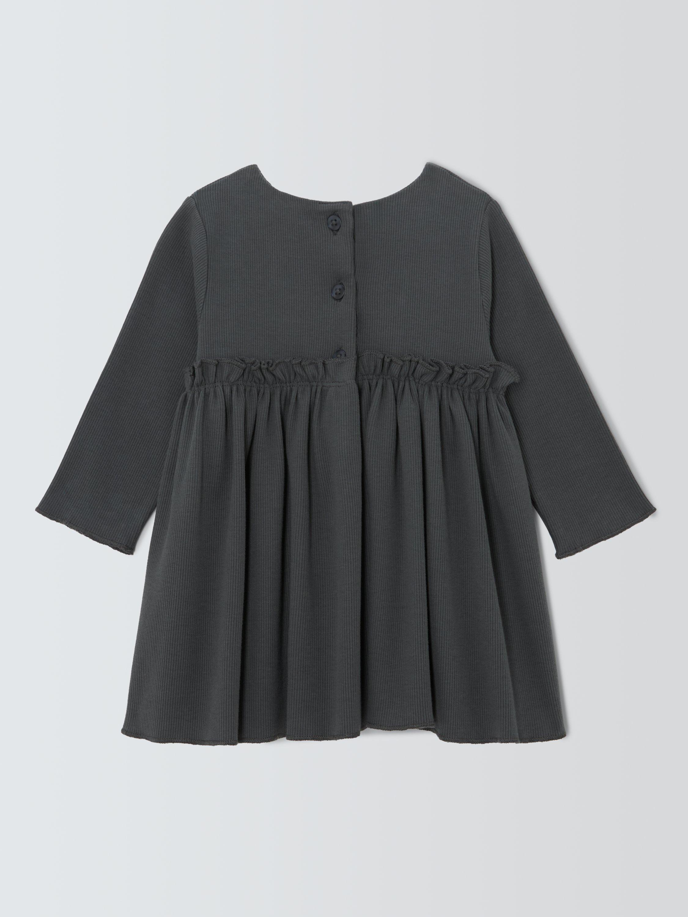 Product image 2 of 3, which shows John Lewis Baby Sequin Bow Dress, Grey, 0-3 months