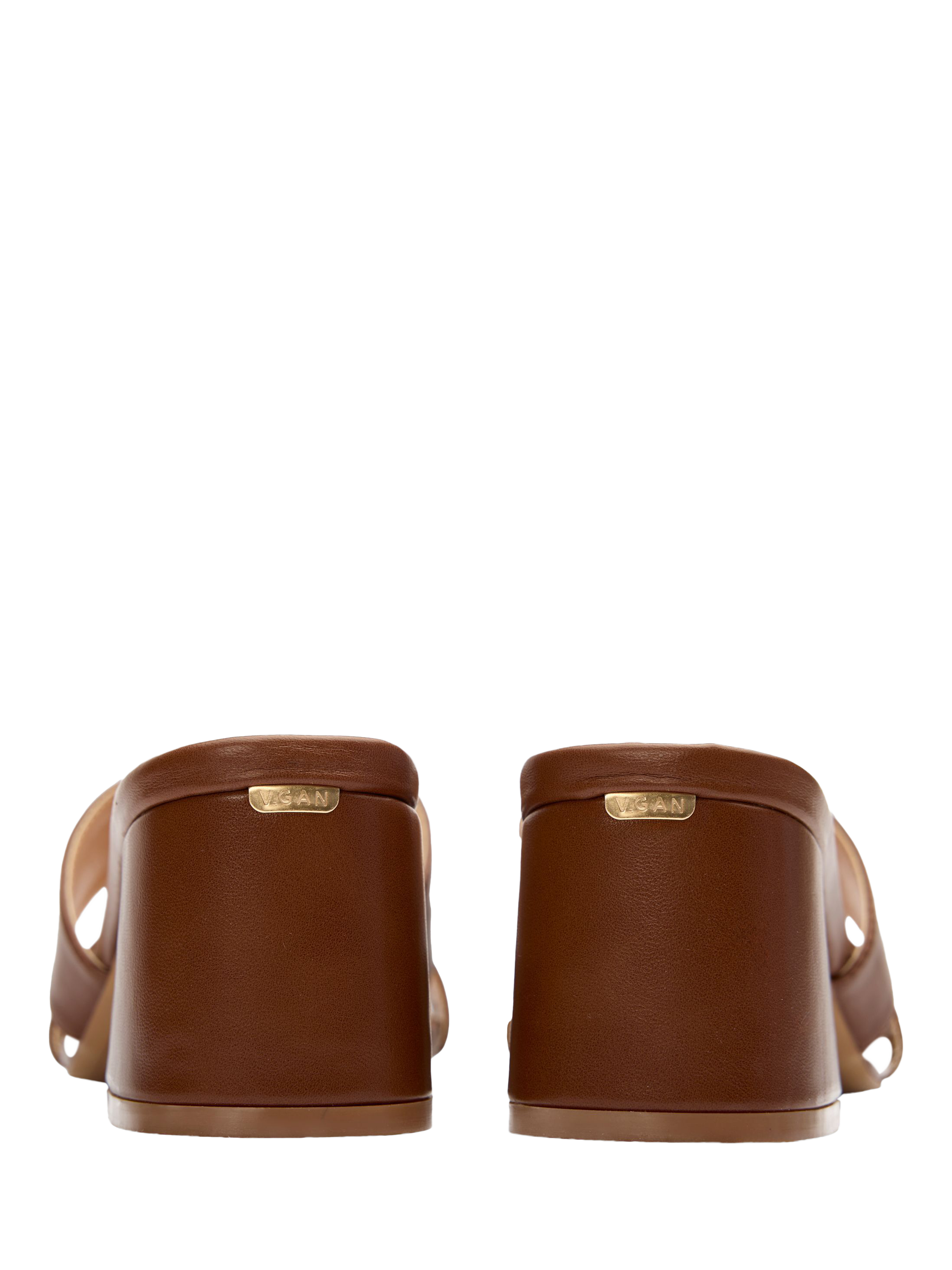 Product image 4 of 6, which shows V.GAN Vegan Bok Mule Heel Sandals, Tan, 3